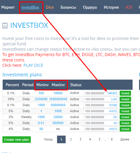 сервис investbox на бирже yobit