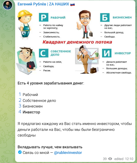 Евгений Рублев в Телеграм отзывы