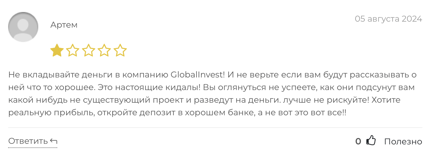 globalinvest ae отзывы