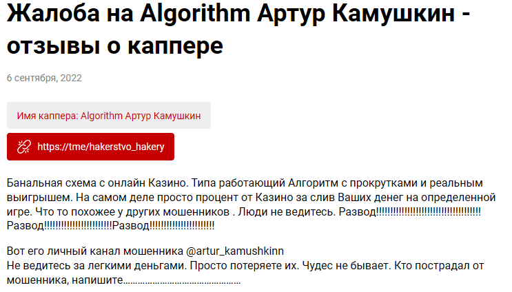 артур камушкин отзывы