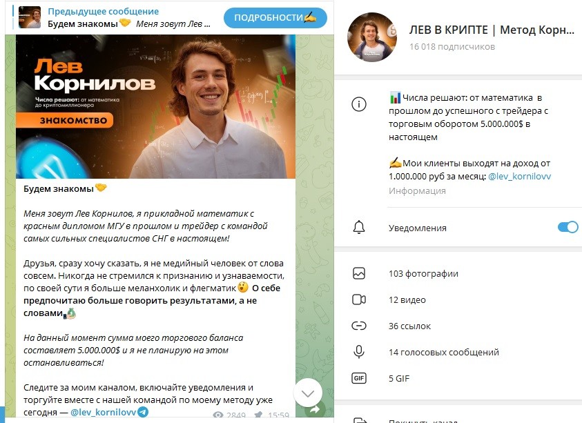 Лев Корнилов трейдинг
