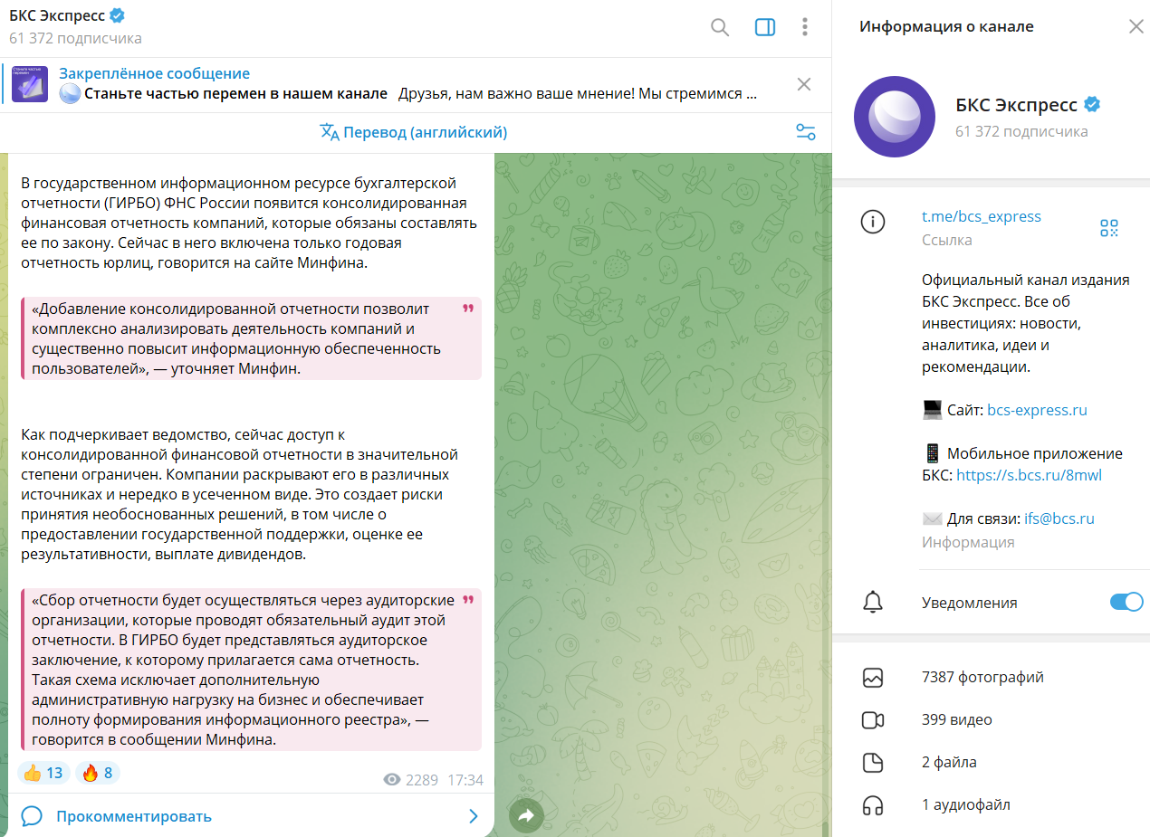 bcs express телеграмм канал
