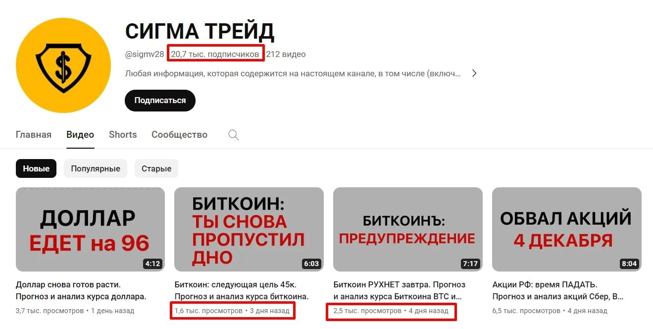 сигма трейд ютуб канал