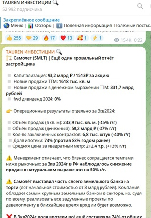 Tauren инвестиции телеграм