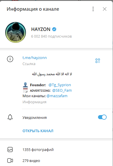 хайзон тг