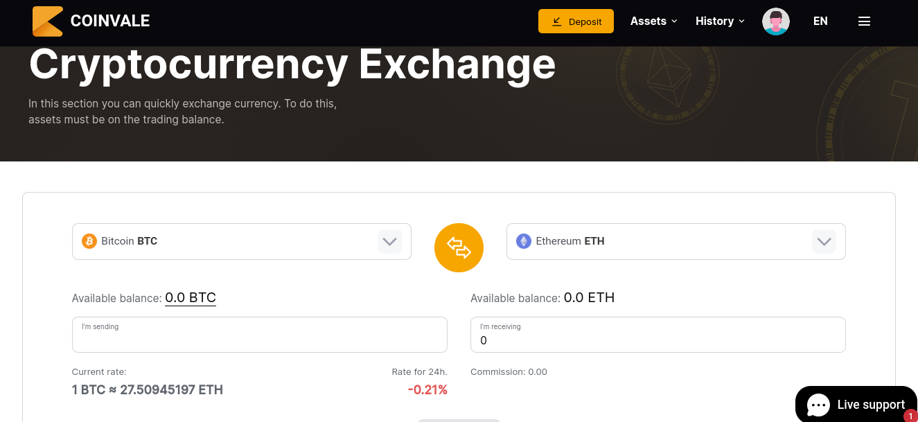 биржа coinvale co