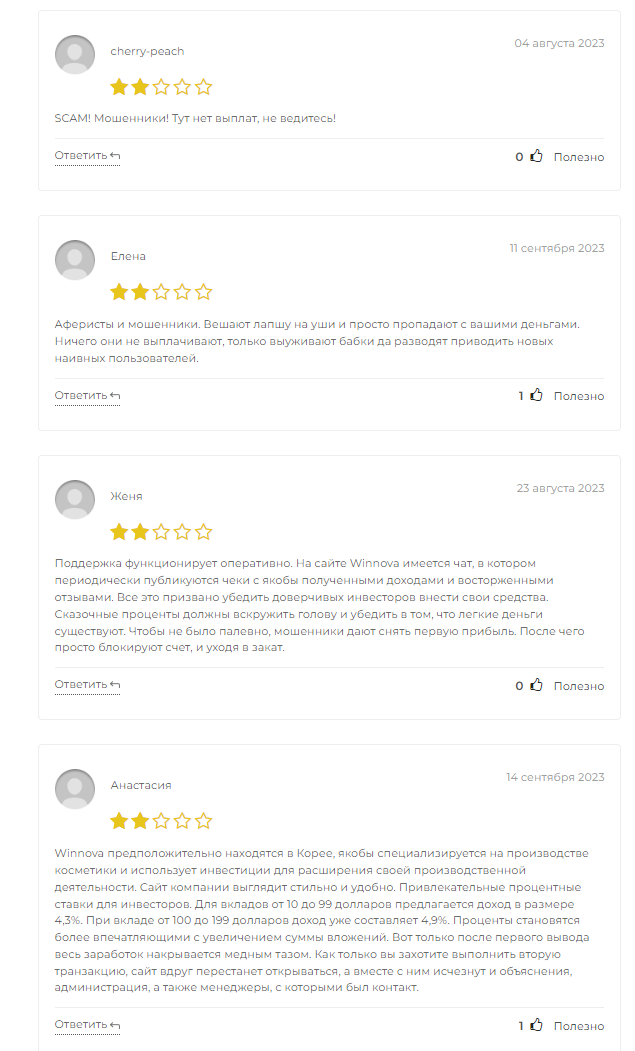 winnova отзывы